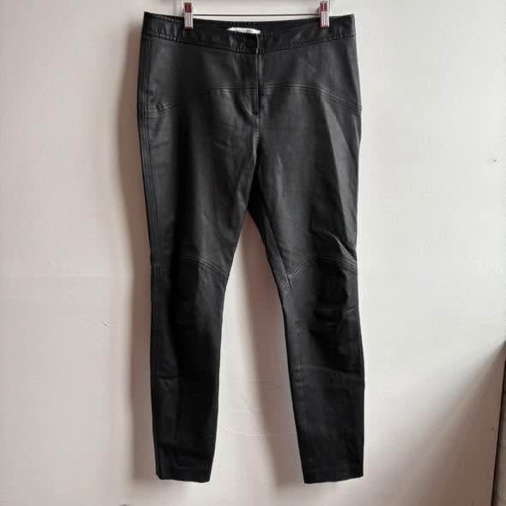 Diane Von Furstenberg Moto Lamb Leather Pants